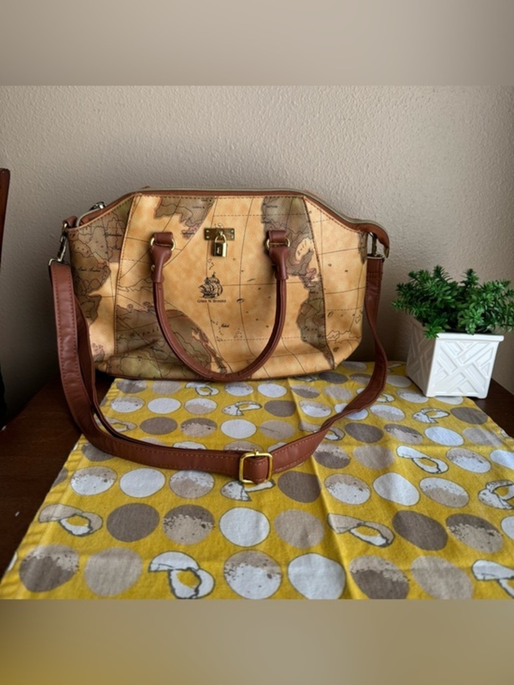 Giles N Brooks crossbody Map purse